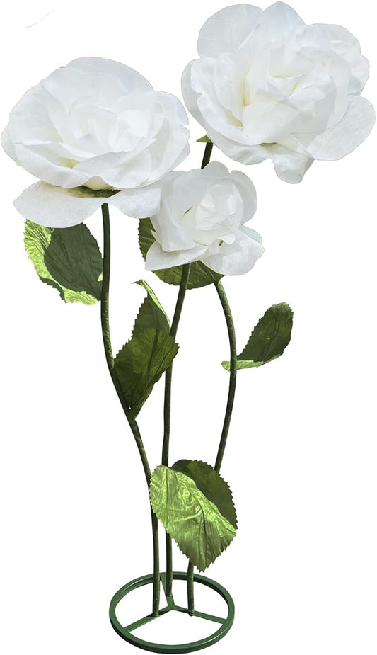 3pc Large Flowers Artificial Flower Decoration, Giant Artificial Flower Art Large Fake Rose Flowers for Wedding Baby Shower Birthday Christmas Party Banquet Backdrop Shop Window Display Props (White)