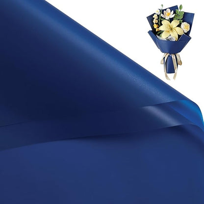 WRAPAHOLIC 20 Sheets Flower Wrapping Paper - 22.4 x 22.4 inch Pure Royal Blue Water-Resistant Floral Bouquet Wrapping Paper, Florist Supplies Packaging for Wedding Birthday Gift DIY