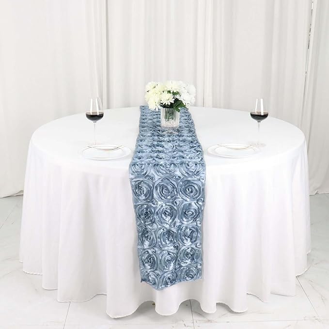 Efavormart Wonderland Rosette Premium Table Runners for Weddings Party Banquets Decor Fit Rectangle and Round Table - Dusty Blue