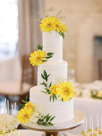 36 Heads Yellow Artificial Daisy Flowers 29.52” Silk Wildflowers 6PCS Silk Daisies with Stems for Tall Vase Home Bath Outdoor Party Garden Wedding Aisle Porch Decoration(Yellow)