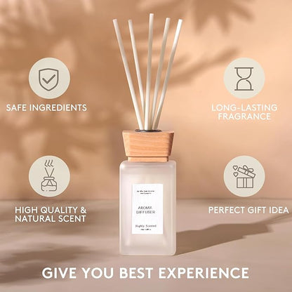 Reed Diffuser Set, 5.2 oz Citrus Scent Reed Diffuser with Sticks, Reed Diffusers for Home Bedroom Apartment Bathroom Decor, Scented Diffuser Gift for Home Fragrance.