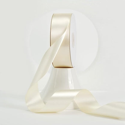 MEEDEE Ivory Satin Ribbon 1-1/2 Inch Ivory Ribbon Lux Double Faced Satin Ribbons by 50 Yards Beige Polyester Satin Ribbons for Crafts, Weddings, Flower Bouquet, Holiday Decorating
