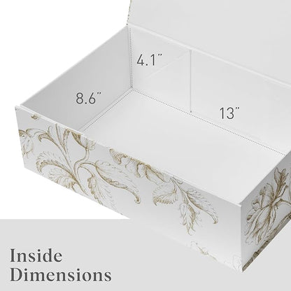 Luxury Keepsake Gift Box 3-Pack | Gold Floral Decorative Boxes with Magnetic Lids for Presents, Wedding Memory Box, and Bridal Gifts. 13.5" x 9" x 4.3"