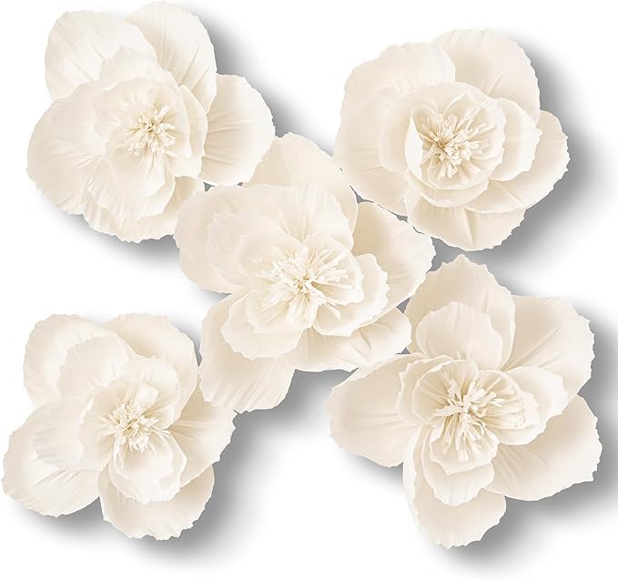 5 Pcs 3D Paper Flower Decoration for Party, Wedding Decoration, Background Wall, Nursery Room Decoration, Bridal Shower, Baby Shower