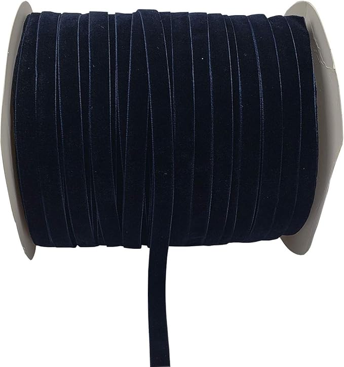 10 Yards Dark Blue Velvet Ribbon Spool (Navy, 3/8")