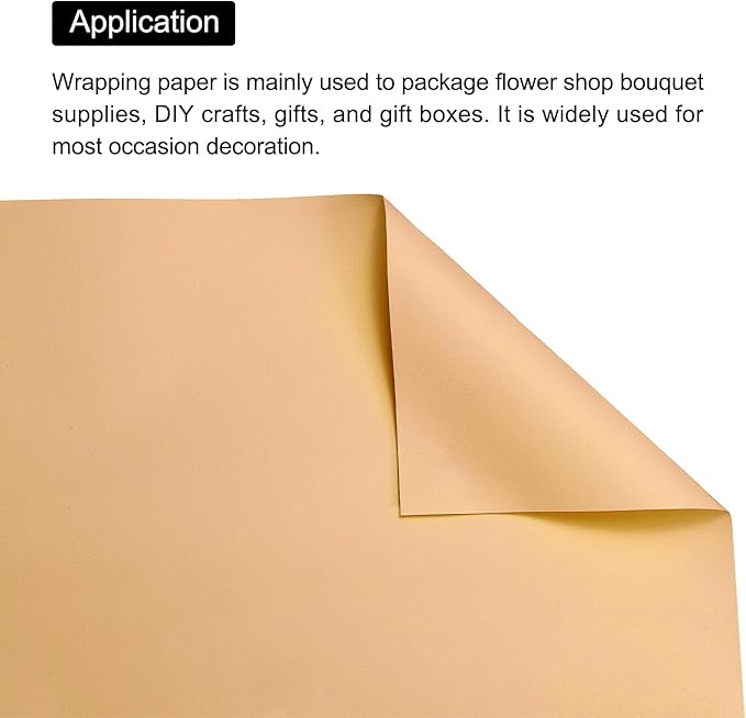 MECCANIXITY Pearlescent Film Flower Wrapping Paper 22.8x22.8 Inch Waterproof for DIY Crafts, Gift/Gift Box Packaging Cream Orange Pack of 10