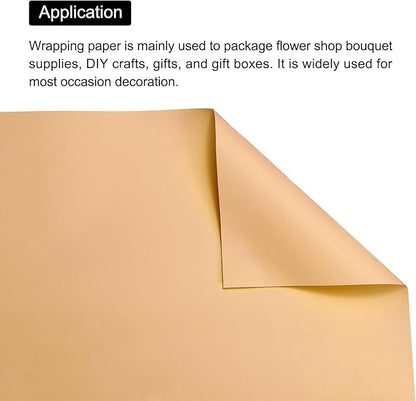 MECCANIXITY Pearlescent Film Flower Wrapping Paper 22.8x22.8 Inch Waterproof for DIY Crafts, Gift/Gift Box Packaging Cream Orange Pack of 10