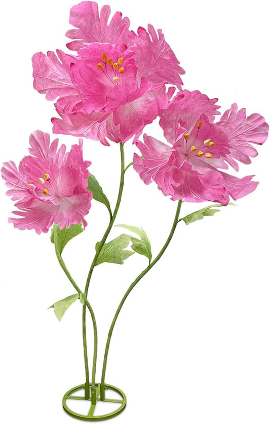 Giant Artificial Flower Decoration 3PCS Large Decorative Fake Flower wall Backdrop Decorations Home Wedding Party 3D Realistic Artificial Flowers for Birthday Festival Mall Window Decor (Rose Red)