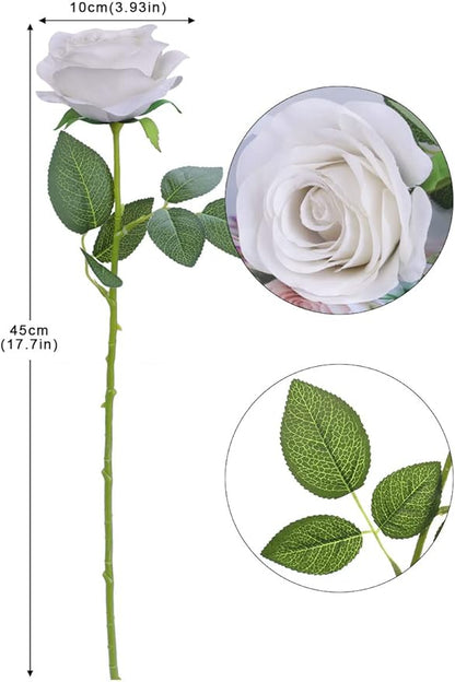 Artificial Rose Flower Artificial Flowers Flower with Long Stem Silk Roses Bouquet for Wedding Bridal Shower Party Home Decoration (Nude, 30 Pcs)