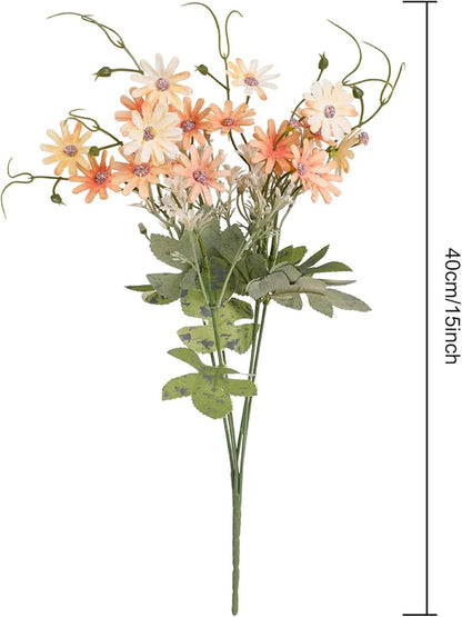 Artificial Flowers Wildflowers Silk Daisy Spring Fake Daisies Decoration Summer UV Resistant Colorful Mixed Bundles Faux Greenery Outdoor Plant Stem Filler for Home Decor Indoor Floral Arrangements