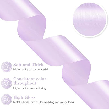 Light Purple Ribbon 1-1/2 Inch, 60 Yards Light Purple Satin Ribbon for Gift Wrapping, Fabric Ribbon for Flower Bouquet Crafts Wedding Christmas Party Easter