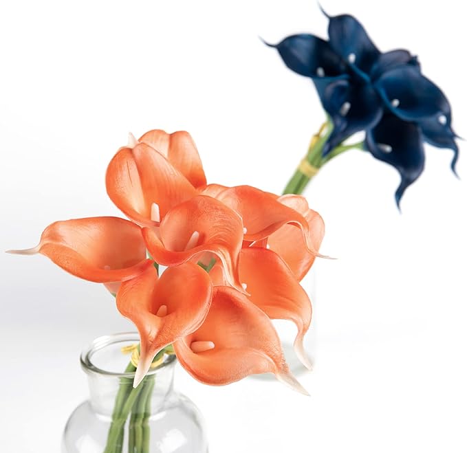 DuHouse 20Pcs Artificial Calla Lily Flower Real Touch Latex Flowers for DIY Wedding Bouquet Party Home Decor (Coral)