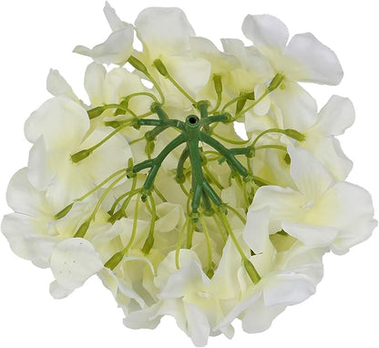 Flojery Silk Hydrangea Heads Artificial Flowers Heads with Stems for Home Wedding Decor,Pack of 10 (Ivory)