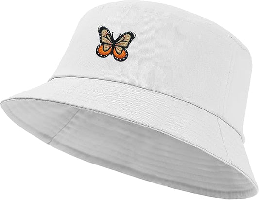 Fashion Embroidered Bucket Hat Cotton Summer Beach Sun Hat for Women Men Teen
