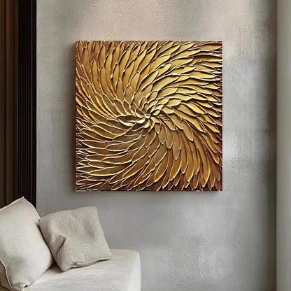 Abstract Art Oil Paintings on Canvas metal golden Gradient color Abstract Artwork Modern Home Decor Canvas Wall Art Ready to Hang for Living Room Bedroom 24x24inch