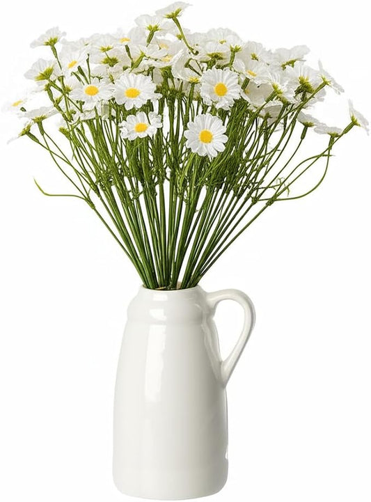 Artificial White Daisy Flowers, 6 Bouquets with 36 Stems, 10 Inch Fake Daisies, Spring Wildflowers for Table Decor