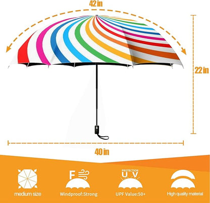Small Compact Travel Automatic Folding Umbrella for Women, Portable Lightweight, Rain, Wind, UV Sun Shade