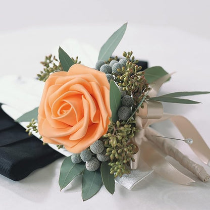 Artificial Roses Flowers 50pcs Real Looking Foam Fake Roses with Stems for DIY Wedding Bouquets Bridal Shower Centerpieces Party Decorations (50, Orange)