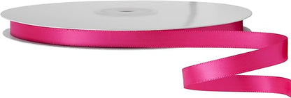 LIUYAXI Hot Pink Double Faced Satin Ribbon, 1/4" X Continuous 50 Yards, Thin Ribbons Perfect for Gift Wrapping Wedding Invitation Card Hair Bows Tag Floral Arrangement DIY Craft