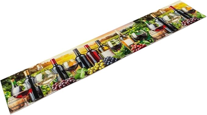 Red Wine Retro Table Runner, Table Dresser Runner, Kitchen Dining Table Runners for Indoor Outdoor Holiday Decor 13x60 in