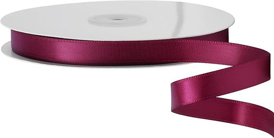LIUYAXI Burgundy Satin Ribbon, Double Faced 5/8" X Continuous 25 Yards Ribbons Perfect for Gift Wrapping Bows Bouquet Wedding Craft and More