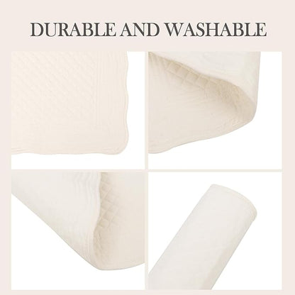 Quilted Placemats Set of 4 18"X13" Cotton Placemats Washable Cloth Table Mats for Kitchen Table (Cream White)