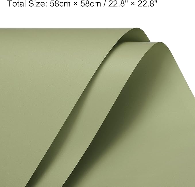 MECCANIXITY 10 Pcs Flower Wrapping Paper 22.8x22.8 Inch Waterproof Florists Wrapping Paper for Florist Bouquet Supplies, DIY Crafts, Gift/Gift Box Packaging Green