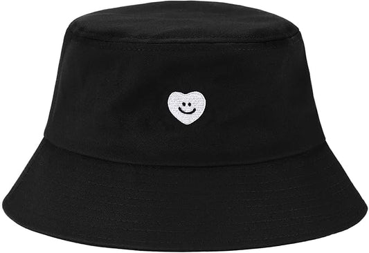 Fashion Embroidered Bucket Hat Cotton Summer Beach Sun Hat for Women Men Teen