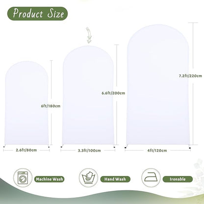 6.6FT White Arch Backdrop Cover - Polyester Fitted Wedding Arch Stand Covers Round Top Chiara Arch Backdrop Cover for Birthday Party Banquet Photo Background Decoration