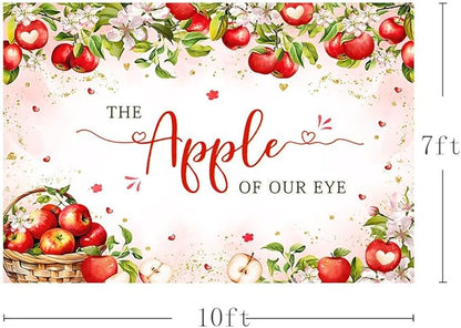 MEHOFOND Fall Apple Baby Shower Photography Backdrop Apple of Our Eye Baby Shower Decorations Autumn Floral Princess Baby Shower Party Photo Studio Booth Background Banner 10x7ft