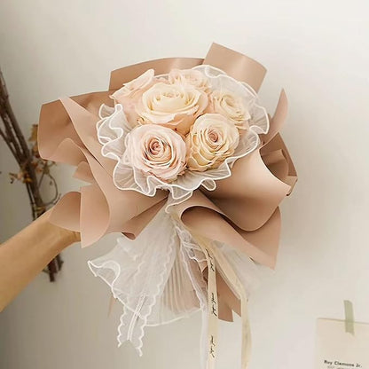 Banxidi Korean Style Ruffle Yarn Floral Wrapping Paper 1 Roll Florist Supplies Waterproof Flower Bouquet Wrapping Paper Floral Supplies for Fresh Flowers,DIY Crafts, 11in x 14.8ft (Wave Yarn Pink)