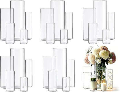 Cylinder Glass Bud Vases Set of 30 Clear Flower Vase for Centerpieces Shelf, Modern Small Vases for Living Room Bedroom Office Home, Decor for Wedding House Warming Party