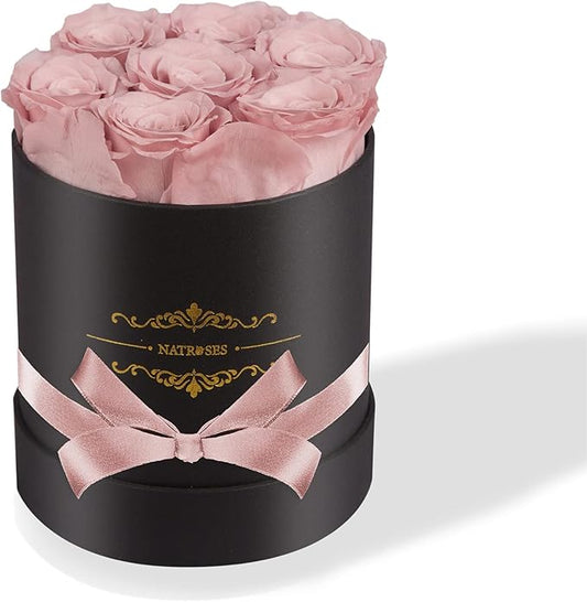 NATROSES 7 Piece Preserved Roses in a Box, Preserved Flowers for Birthday, Flower Gifts for Mothers Day (Dusty Rose)