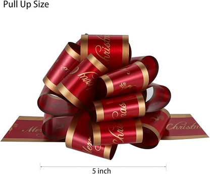 12PCS Christmas Gift Wrap Bows with Ribbon 5inch for Xmas Wrapping, Christmas Decorations, Florist Wrap (12PCS)
