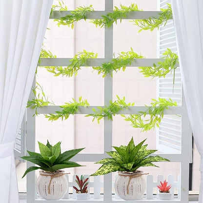 Artificial Agave Fake Plants, Faux Shrubs Grass Bushes Plant Plastic Flowers for Wedding Party Office Indoor Outdoor Room Yard Garden Greenery Leaves Decor Planter Filler Decoration Yellow 2 Pack