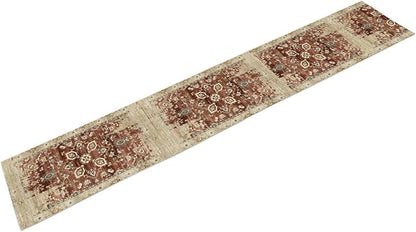 Vintage Persian Table Runner, Boho Ornate Medallion Rust Flower Oriental Style Table Runner for Kitchen Dining Indoor Outdoor Home Party Decor, 13x70 Inch