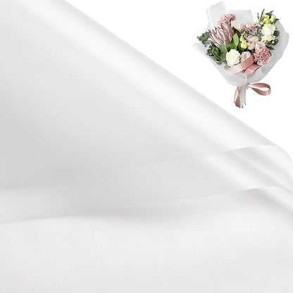 WRAPAHOLIC 20 Sheets Flower Wrapping Paper - 22.4 x 22.4 inch Pure Translucent White Water-Resistant Floral Bouquet Wrapping Paper, Florist Supplies Packaging for Wedding Birthday Gift DIY