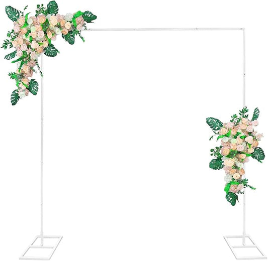 9.9FT White Metal Wedding Arches for Ceremony Square Balloon Arch Stand Rectangular Backdrop Stand for Anniversary Birthday Party Bridal Shower Home Indoor Outdoor Decoration