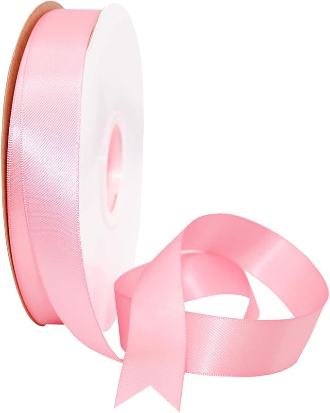 Morex Ribbon Double Face Satin Ribbon 7/8" X 50 YD Pink Ribbon for Gift Wrapping, Birthday Gift Cards, Satin Dress for Women, Silk Ribbons for Crafts, Wedding Gifts for Couple