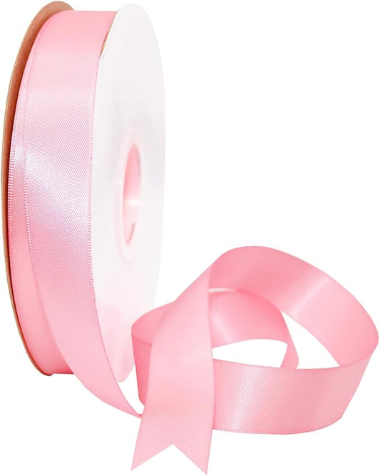 Morex Ribbon Double Face Satin Ribbon 7/8" X 50 YD Pink Ribbon for Gift Wrapping, Birthday Gift Cards, Satin Dress for Women, Silk Ribbons for Crafts, Wedding Gifts for Couple