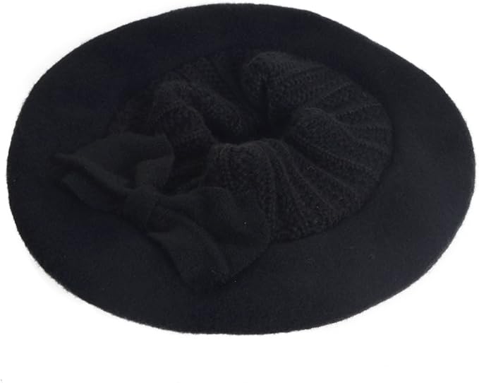 VECRY Lady French Beret 100% Wool Beret Floral Dress Beanie Winter Hat