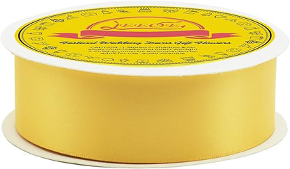 Double Face Yellow Satin Ribbon 1-1/2" X 50 Yards Polyester Maize Yellow Ribbon for Gift Wrapping Very Suitable for Weddings Party Hair Bow Invitation Decorations and More