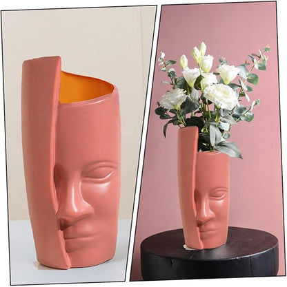 Abstract Face Plastic Vase Lightweight Floral Arrangement Container Home Decoration Ornament for Living Bedroom Bathroom and Office Use