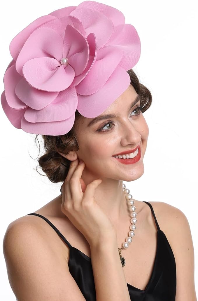 Feather Fascinator for Women - Vintage with Headband and Clip Tea Party Headwear