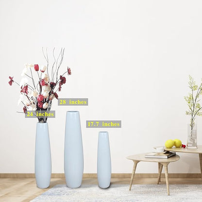 Ceramic White Floor Vase 24 Inches Tall Flower Holder Decorative Large Vases for Table Centerpieces Shelf Home Decor Living Room Branches Sky-Dried Flower Arrangement Simple Decorative