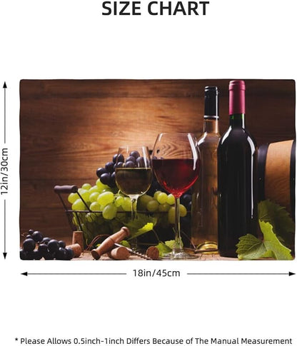 Wine Placemats Set of 4 Vintage Wooden Red and White Wines Linen Placemat Indoor Outdoor Party Home Desktop Kitchen Dining Room Decoration 12x18 Inch