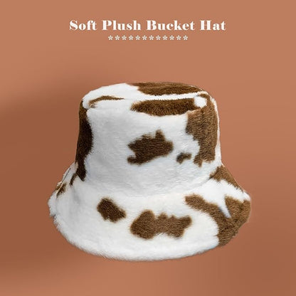 Winter Soft Faux Fur Plush Bucket Hat, Lovely Fisherman Cap, Fashion Outdoor Thick Warm Sun Cap for Women