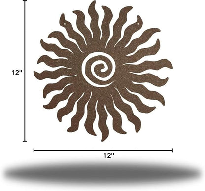 Riverside Designs Sunburst Metal Wall Art Steel Outdoor Decor - Heavy-Duty and Waterproof - Made in USA (12", Rust)