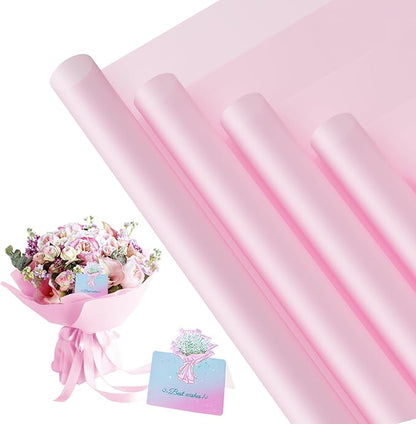 REAXYZNN 20 Sheets Flower Wrapping Paper, Waterproof Floral Wrapping Paper, Florist Supplies Packaging Paper for Wedding, Birthday, Mother's Day Gift (Pink)