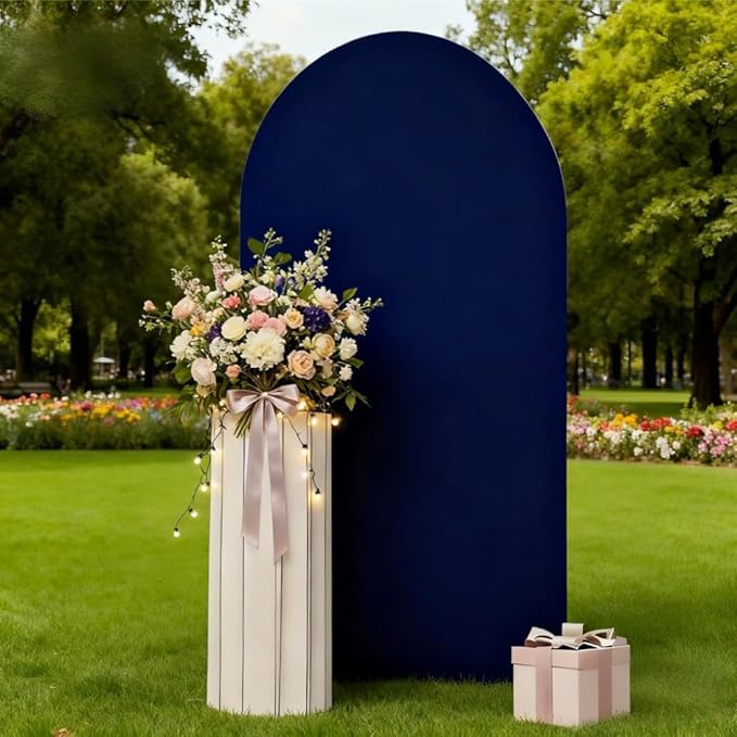 Two-Sided Navy Blue 7.2 FT Wedding Arch Cover, Blue Spandex Arch Backdrop Cover for Party, 7.2 FT Arch Cover, Chiara Backdrop for Wedding Birthday Party Decor